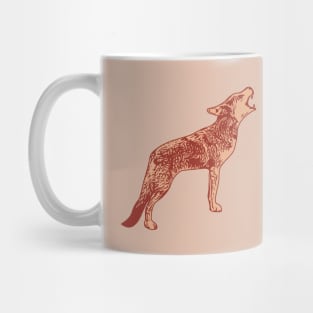 Coyote Howling Linocut Style Mug